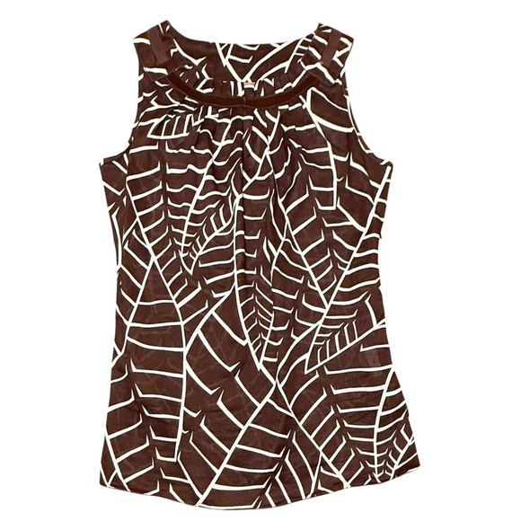 Tory Burch 100% Cotton Brown/White Patterned Sleeveless Blouse Size 0/XS $198 - Picture 1 of 10
